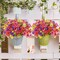 16 Bundles Colorful Artificial Spring Flowers for Outdoor Planters, Garden & Window Boxes (4 Colors)